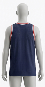 Men's Navy Blue <b>Mesh</b> Tank Top Crew Neck Sleeveless Breathable Regular Fit Basketball Apparel 100% Polyester Solid Color - Product Image 6