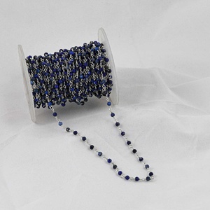 3-4mm Natural Lapis Lazuli <b>Rosary</b> Chain Faceted Rondelle Beads 925 Sterling Silver DIY Jewelry Making Gemstone Beaded Necklace - Product Image 4