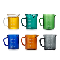 Ensemble de 6 tasses à mesurer en verre 70 ml / 2,37 oz, mini-pichets de couleurs assorties pour la cuisine, la pâtisserie, la préparation de sirops, de sauces, cadeau de cuisine