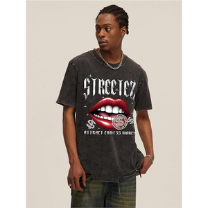 Men's Graphic Tees Y2k <b>Tops</b> Hip Hop Lip Goth Ripped Short Sleeve T-Shirts <b>Grunge</b> <b>Top</b> - Product Image 2