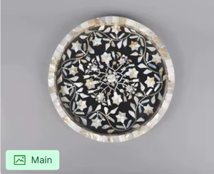 Bandeja de Servir Decorativa de Lujo Hecha a Mano con Incrustaciones Florales de Madreperla, Elegante Plato Circular Moderno para Mesa de Centro - Product Image 4