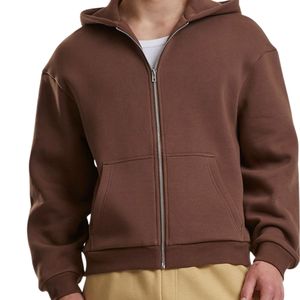 Custom Oversized Boxy Cropped Zip Hoodie Men Streetwear Zipper Hoodies with Logo OEM ODM Wholesale Manufacturer - Product Image 4
