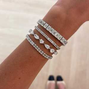 Diamond Tennis <b>Bracelets</b> 14K 18K <b>Solid</b> Gold Sparkling Multi Shape Lab Grown Box Clasp Safety Latch 7 In Luxury Statement Jewelry - Product Image 3