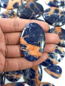 Cabochon de Sodalite Naturelle, Pierre Précieuse en Vrac à Dos Plat pour la Guérison et la Bijouterie - Product Image 1