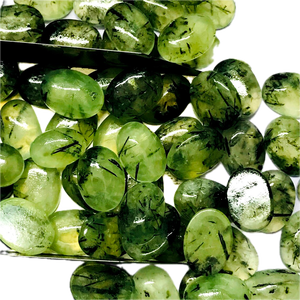 Cabochons de préhnite naturelle, forme ovale, tailles variées, pierres précieuses pour la création de bijoux, anneaux, pendentifs, macramé - Product Image 3