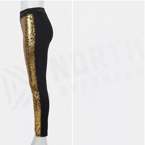 North Approach Reversible Sequined <b>Leggings</b> High Waist Full Length <b>Gold</b> Black Yoga Wear Women's Sportswear - Product Image 2