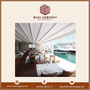 Pérgola Retráctil de Tela con Revestimiento de PVC de WISE COMPANY, Iluminación LED Motorizada Ajustable, Ecológica, para Restaurantes al Aire Libre - Product Image 5