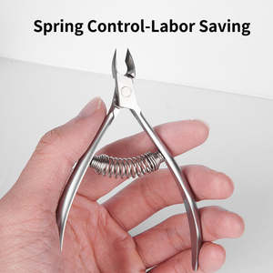 High Quality Professional Nail Care Manicure Pedicure Stainless Steel Curved Wide Jaw Opening Double Spring Cuticle Nippers - Product Image 4