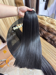 Prix de gros en vrac 100g 28 pouces forte et soyeuse Double noyer extensions de cheveux vierges vietnamiennes couleurs sombres - Product Image 5