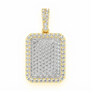 Collar con colgante de oro de 10K con diamante de laboratorio rectangular minimalista, estilo hip-hop, moderno y personalizado, ideal para regalo. - Product Image 1