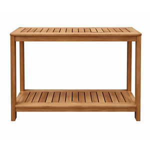 Mesa Consola Moderna de Madera Maciza con Listones para Interiores y Exteriores, Acabado Natural de Lujo, Rectangular, para Pasillo o Entrada - Product Image 1