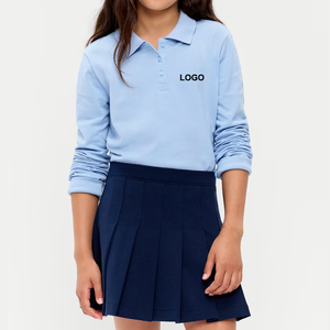 Chemise polo en coton à manches longues pour enfants, uniforme scolaire vert pour les élèves du collège - Product Image 4