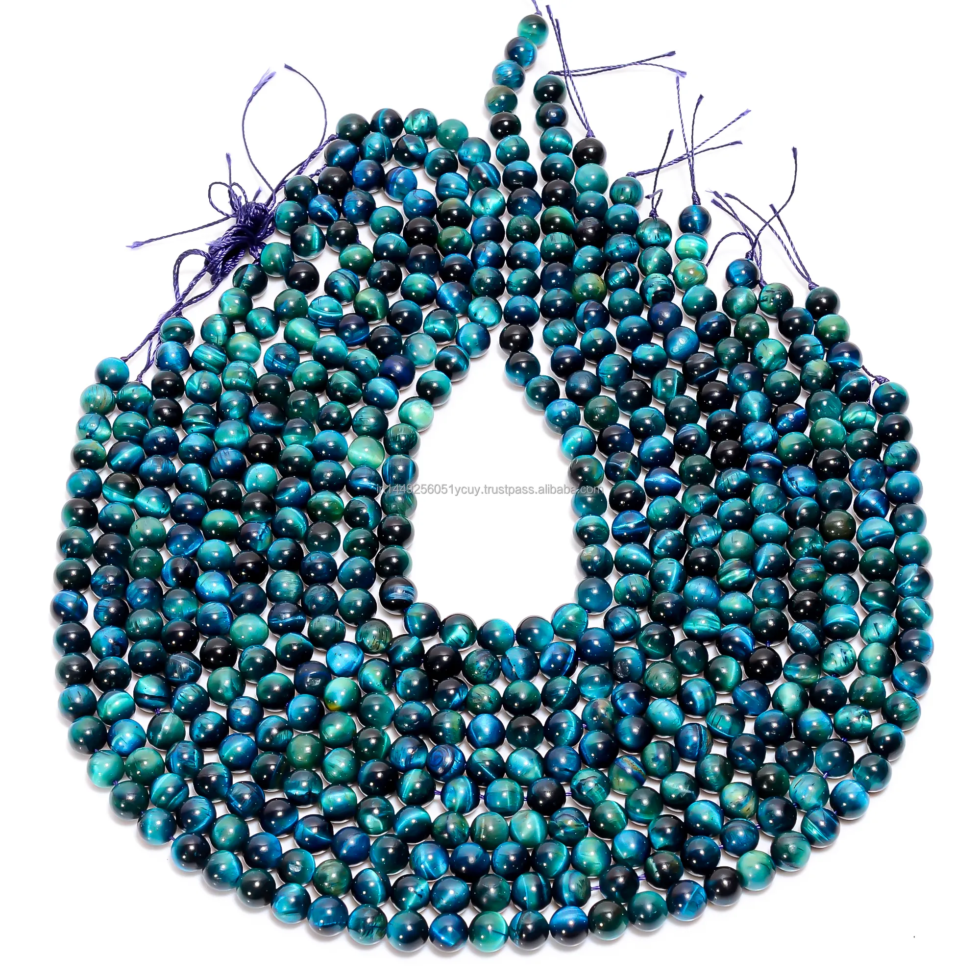 Neon Blue Tiger Eye Rodada Beads Cura Gemstone Beads Para Jóias Fazendo Lote Atacado