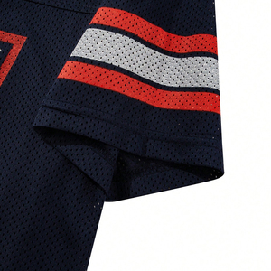 เสื้อฟุตบอลอเมริกันแบบตาข่ายเบิร์ดอายสั่งทำขายส่งสำหรับผู้ชาย คอวี ระบายอากาศได้ดี ทรงโอเวอร์ไซส์ เหมาะสำหรับการฝึกซ้อมกีฬา - Product Image 4