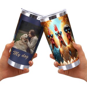 แก้วน้ำสแตนเลส 20 ออนซ์ แบบสองชั้นเก็บความร้อน ลายไก่ สำหรับกาแฟหรือชา - Product Image 2