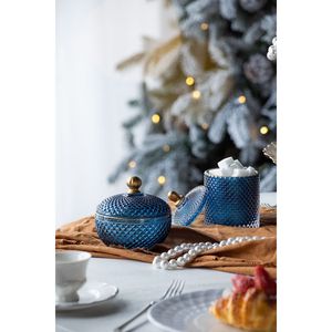 Barattolo di Vetro Blu S/2 per Caramelle con Coperchio, Contenitore Natalizio per Dolci - Product Image 4