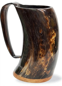 Mug en corne de buffle naturelle avec gravure détaillée d'un navire viking, fait main, style antique, tasse à boire, décoration de bar à domicile - Product Image 3
