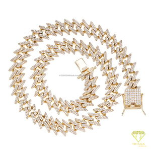 925 <b>Sterling</b> <b>Silver</b> Cuban Link <b>Chain</b> Moissanite Diamond Gold Tone Luxury Hip Hop Jewelry For Trendy <b>Men</b> And Women - Product Image 5