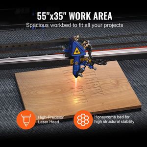 Macchina per Incisione/Taglio Laser CO2 130W, 35 X 55 Pollici, 19.7 IPS, Assistenza Aria Bidirezionale, Compatibile con LightBurn Corel - Product Image 4