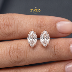 Pendientes de Diamantes Cultivados en Laboratorio con Corte Marquesa de Zyorio Jewels, Oro Blanco Sólido de 14K, Certificado IGI, Joyería Fina, Regalo para Mujer - Product Image 3