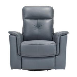 Poltrona Reclinabile Moderna in Pelle Blu-Grigio con Movimento Girevole e Oscillante, Arredo Comfort per Soggiorno - Product Image 2