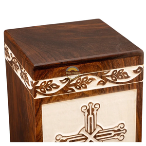 AYAANS Rosewood wooden Hand Carved Wooden Hot Selling cremation Urn Box for Adult Ashes Wholesale Cremation Urns (6X6X11)IN - Product Image 4