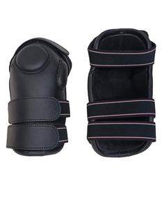 Protège-genoux équestres en cuir noir pour chevaux, réglables, antichoc, pour l'entraînement et le soutien des jambes - Product Image 1