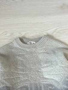 Suéter de punto con bajo MOQ, jacquard cruzado en relieve, grueso, oversize, cuello redondo, teñido por inmersión, estilo vintage - Product Image 6