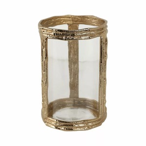 Support de bougie en aluminium style bambou Golden Stillness, 26 cm de haut, fait main, écologique, durable, décoration religieuse pour la maison - Product Image 2