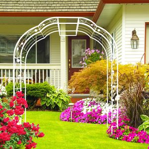 Arche de jardin en métal blanc crème L74.4 x H98.4, treillis extérieur pour plantes grimpantes et arche de mariage pour roses - Product Image 3