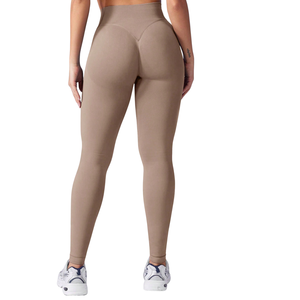 Vêtements de sport sans couture personnalisés à faible MOQ, marque privée, taille haute, anti-transparence, 250 GSM, en nylon et élasthanne, pour l'entraînement et le rehaussement des fessiers - Product Image 2