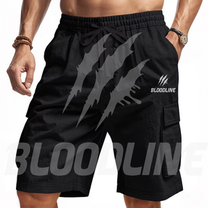 Pantalones Cortos Cargo Blancos para Hombre Bloodline, Cintura Media, Cordón Ajustable, Secado Rápido, Logotipo Frontal Impreso, Estilo Casual Bermuda - Product Image 1