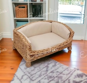 Classic Bamboo Dog Bed Rectangle Solid Color Comfortable Eco-Friendly Durable <b>Pet</b> <b>Sofa</b> Indoor Living Room Use - Product Image 4