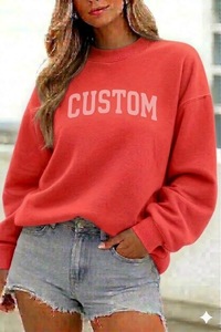 Sweat-shirt oversize à col montant pour femme en molleton doux et épais en coton bouclette, avec logo brodé sur le devant - Product Image 5