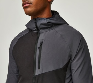Chaqueta de Hombre Impermeable y Cortavientos con Cuello Alto y Capucha, Tejido de Punto Digital de Poliéster Transpirable de Secado Rápido con Cremallera para Exteriores OEM - Product Image 5