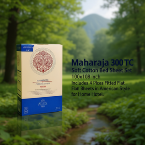 Juego de Sábanas de Algodón Suave Maharaja 300TC, 100x108 Pulgadas, Incluye 4 Piezas: Sábanas Ajustables y Planas de Estilo Americano para Hogar y Hotel - Product Image 3