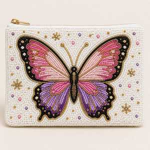 Pochette zippée pour femme avec motif cactus perlé, porte-monnaie mignon de dessin animé - Product Image 4