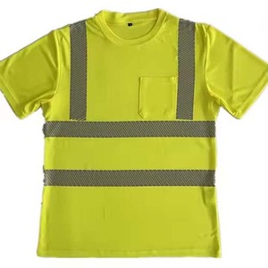 เสื้อยืดโพลีเอสเตอร์แบบสะท้อนแสงสีส้มเหลืองสำหรับงานที่ต้องการการมองเห็นสูง  แบบ unisex - Product Image 4
