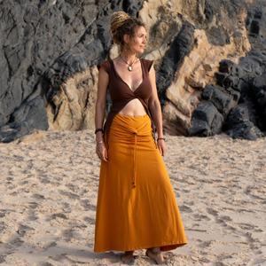 Falda Maxi Convertible con Cintura Ajustable |   Falda o Vestido Elástico de Algodón |   Festival de Hadas Bohemias |   Ropa étnica en capas - Product Image 5