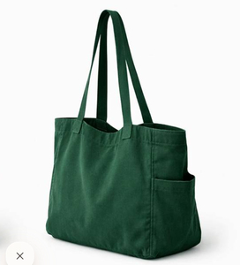 Promotional Dark Green Orange Shoulder Handled Canvas Beach <b>Bag</b> <b>Large</b> Capacity Eco friendly Reusable tote <b>bag</b> for <b>work</b> - Product Image 4
