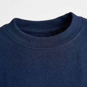 Conjunto de 2 Piezas para Mujer, Camiseta de Manga Corta Tejida Azul Marino Sólido y Pantalones Cortos por Encima de la Rodilla, Estilo Casual Holgado para Primavera/Verano - Product Image 4