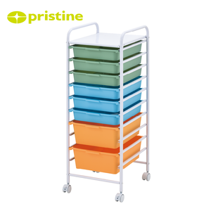 Carrito de Almacenamiento con 10 Cajones de Plástico Coloridos, Organizador con Ruedas para Oficina y Hogar, Diseño Minimalista, Fácil de Limpiar - Product Image 6