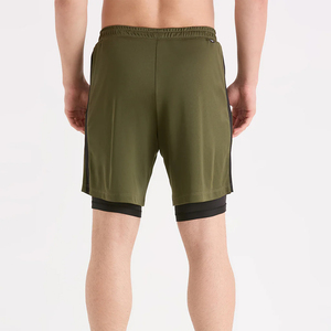 New Arrival Quick Dry Men's Gym Shorts Olive Green Color 2 in 1 Double <b>Layers</b> Shorts For Fitness Sports And Jogging Wear - Product Image 2