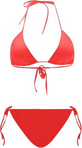 Women's Casual-Comfy High Waist Solid Color <b>Bikini</b> Set Removable <b>Padded</b> Triangle Bra <b>Push</b> Spandex Ribbed Knitted Fabric Deep V - Product Image 4