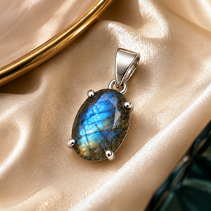 Pendentif en pierre précieuse labradorite, forme hexagonale, collier religieux hindou pour anniversaire - Product Image 6
