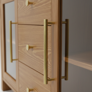 ตู้ไซด์บอร์ด ตู้บุฟเฟ่ต์ห้องนั่งเล่น ตู้คอนโซลพร้อมลิ้นชักกลางสามช่องและกระจกด้านข้างสองด้าน ดีไซน์ทันสมัย สีสันโดดเด่น - Product Image 5