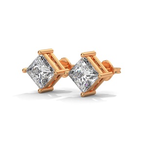 Boucles d'oreilles en Moissanite VVS en gros, classiques, à 4 griffes, taille princesse, en argent sterling 925, plaqué or 10K, certifiées IGI, pour femmes - Product Image 6