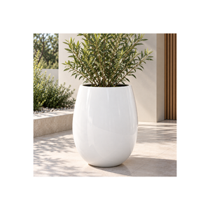 Maceta de fibra de vidrio personalizada con acabado efecto mármol, diseño de pedestal decorativo para jardín y patio modernos - Product Image 1