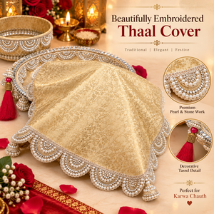 Ensemble de thali Karwa Chauth, 3 pièces, thali décoratif pour la prière avec bol Karwa, tasse en acier inoxydable pour les femmes, célébration festive - Product Image 3