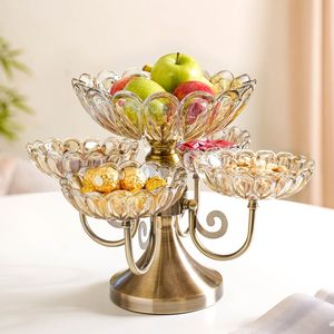 Frutero de varios niveles con soporte metálico giratorio para sala de estar, oficina, juego de servir bocadillos para el hogar - Product Image 1